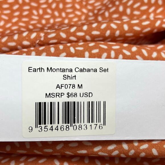 Allfenix Button Up Shirt Medium Mens Orange Earth Montana Cabana Rayon Spotted - Picture 7 of 9